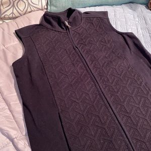 Croft & Barrow Black textured panel  ZIP up outerwear vest Cotton blend small